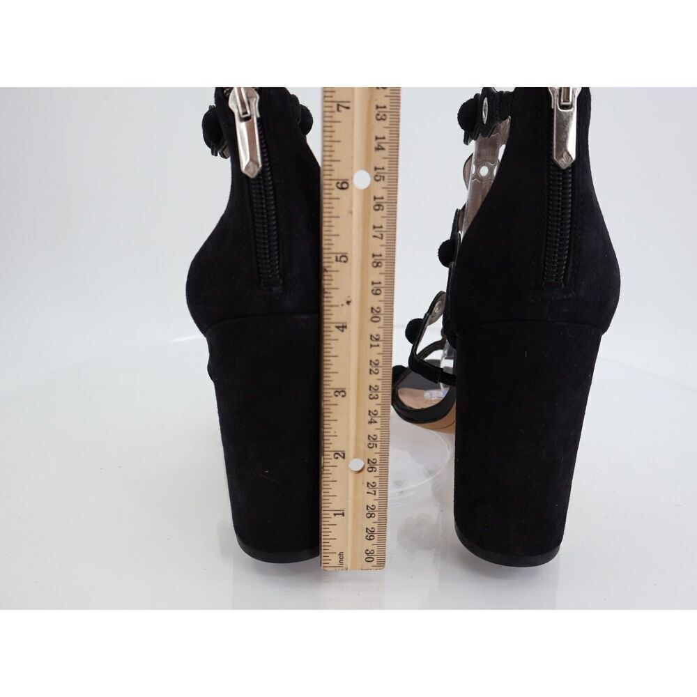 Sam Edelman Sandal Women’s 8.5 Black Suede Yuli Grommet Heel Strappy Back Zipper - Picture 5 of 11